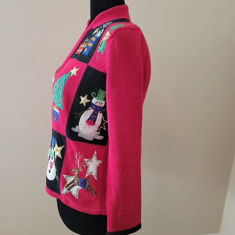 Tiara International Vintage Ugly Zip Up Cardigan  Sweater Size S/M - Picture 4 of 11